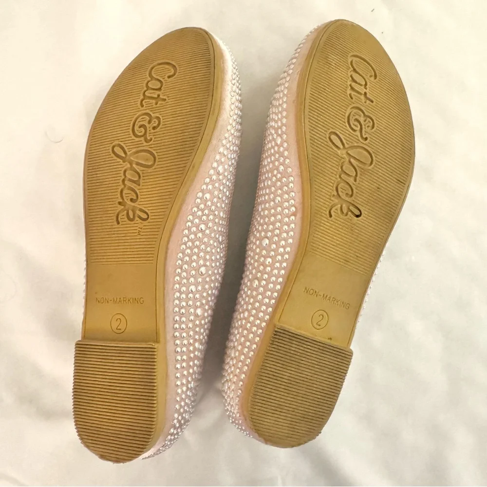 Cat & Jack Lisa Ballet Pink Shoe Flats Girls Rhinestone, size 2